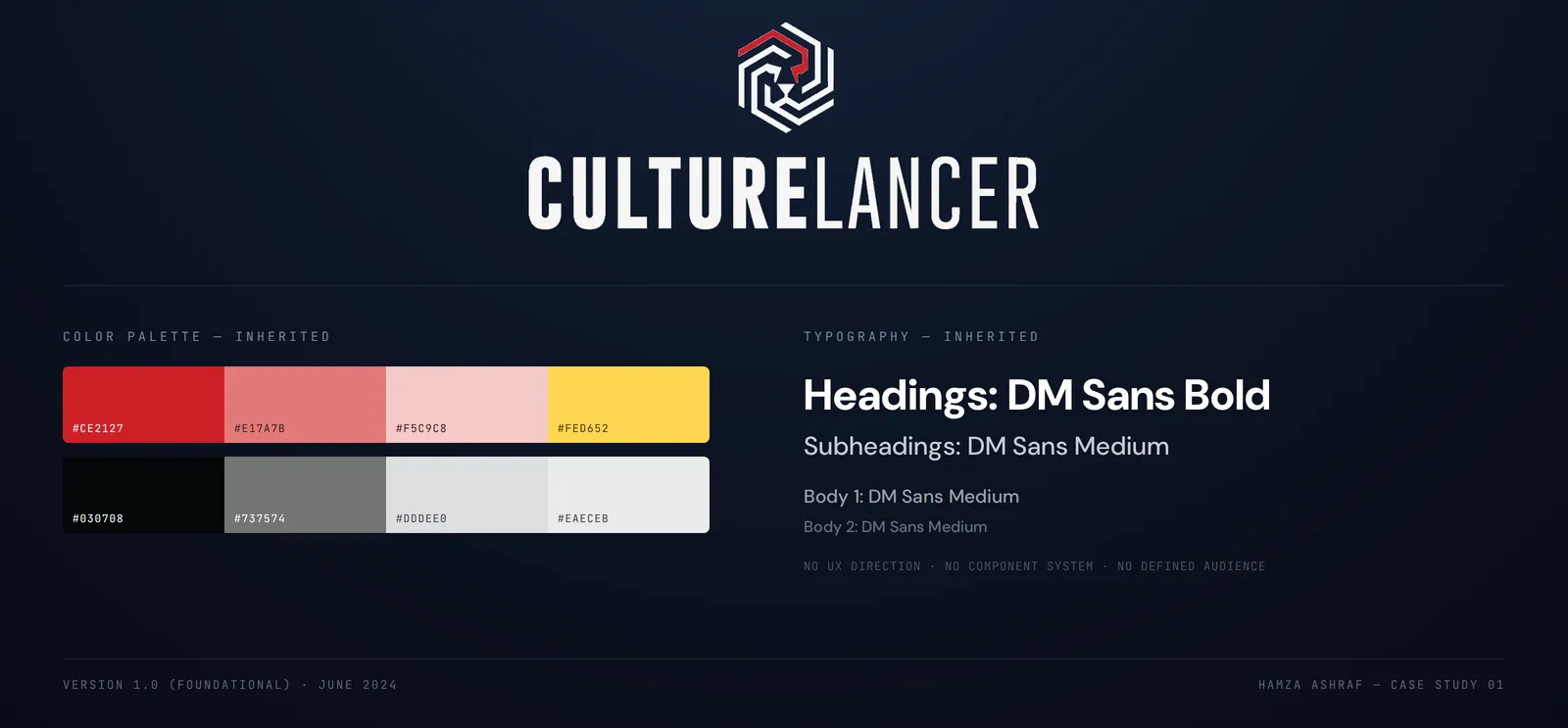 CultureLancer's existing brand guideline before UI/UX design began